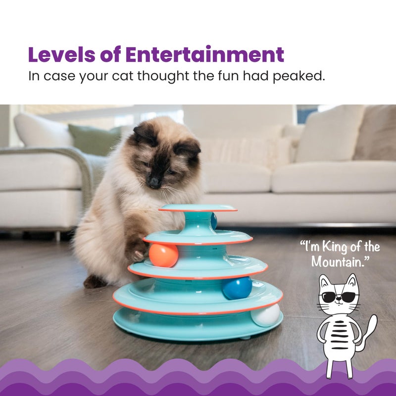Catstages Chase Meowtain 4-Tier Interactive Cat Track Toy â€“ 4 Spinning Balls, Non-Slip Base, Ideal for Indoor Cats, Blue - Image 2